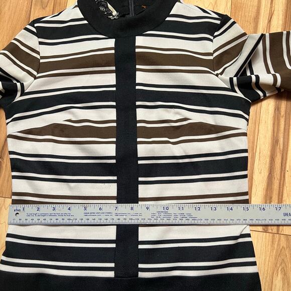 VINTAGE 60s Bleeker Street Striped Mod Style Dress Size 6 Retro Mini - Picture 3 of 9